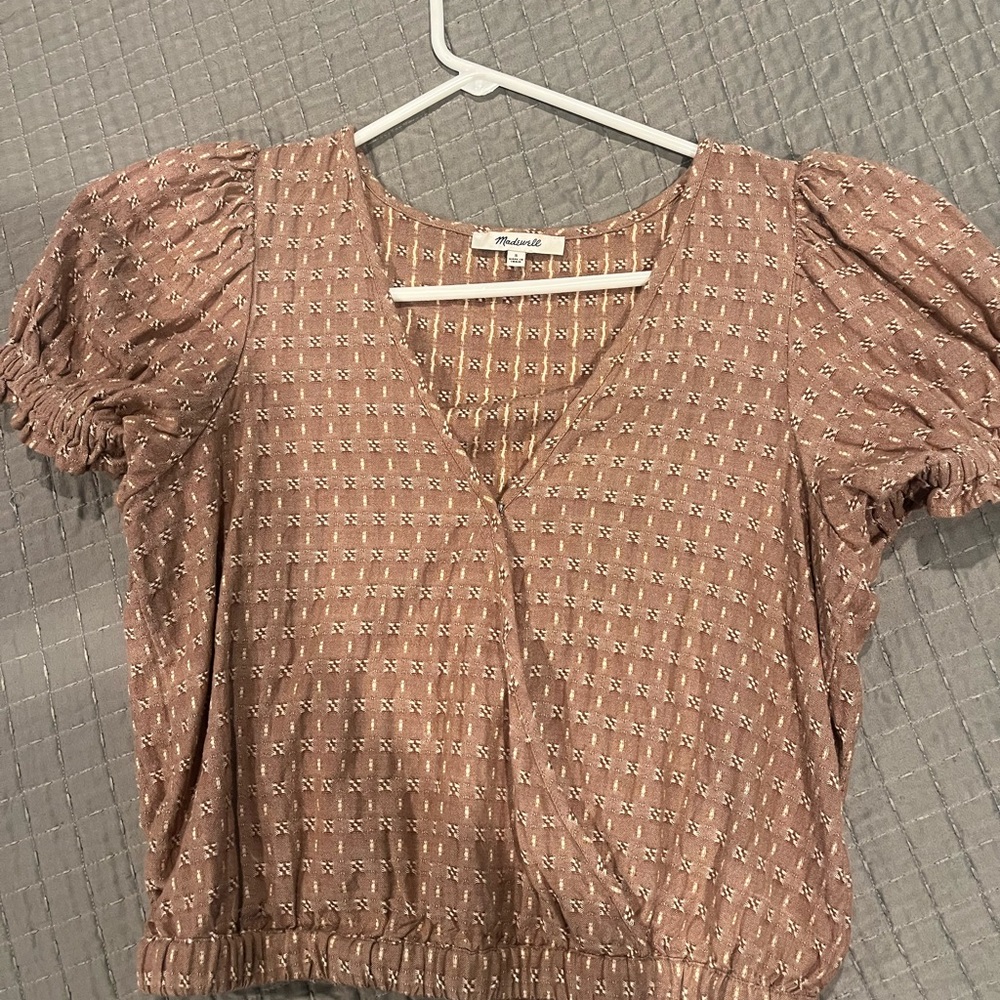 Madewell Women's Tan Puff Sleeve Blouse